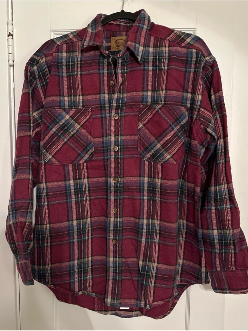 St. John's Bay Wine Plaid Button-Down Shirt